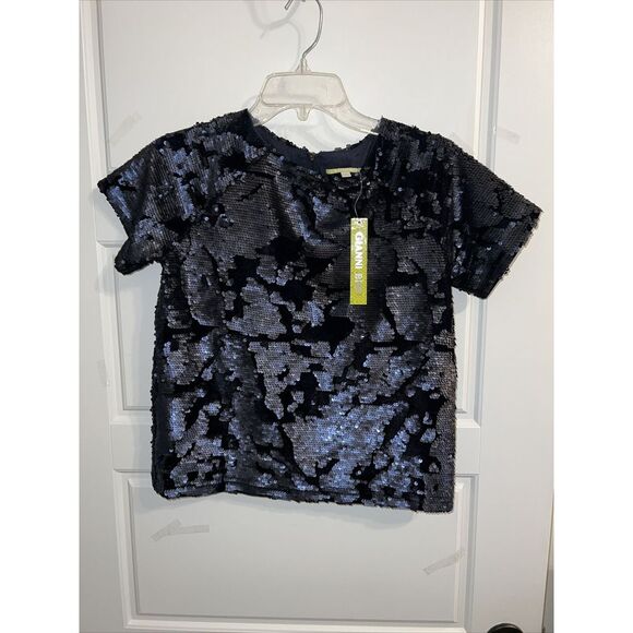 Gianni Bini Tops - GIANNI BINI Black‎ Sequin Short sleeve blouse NWT